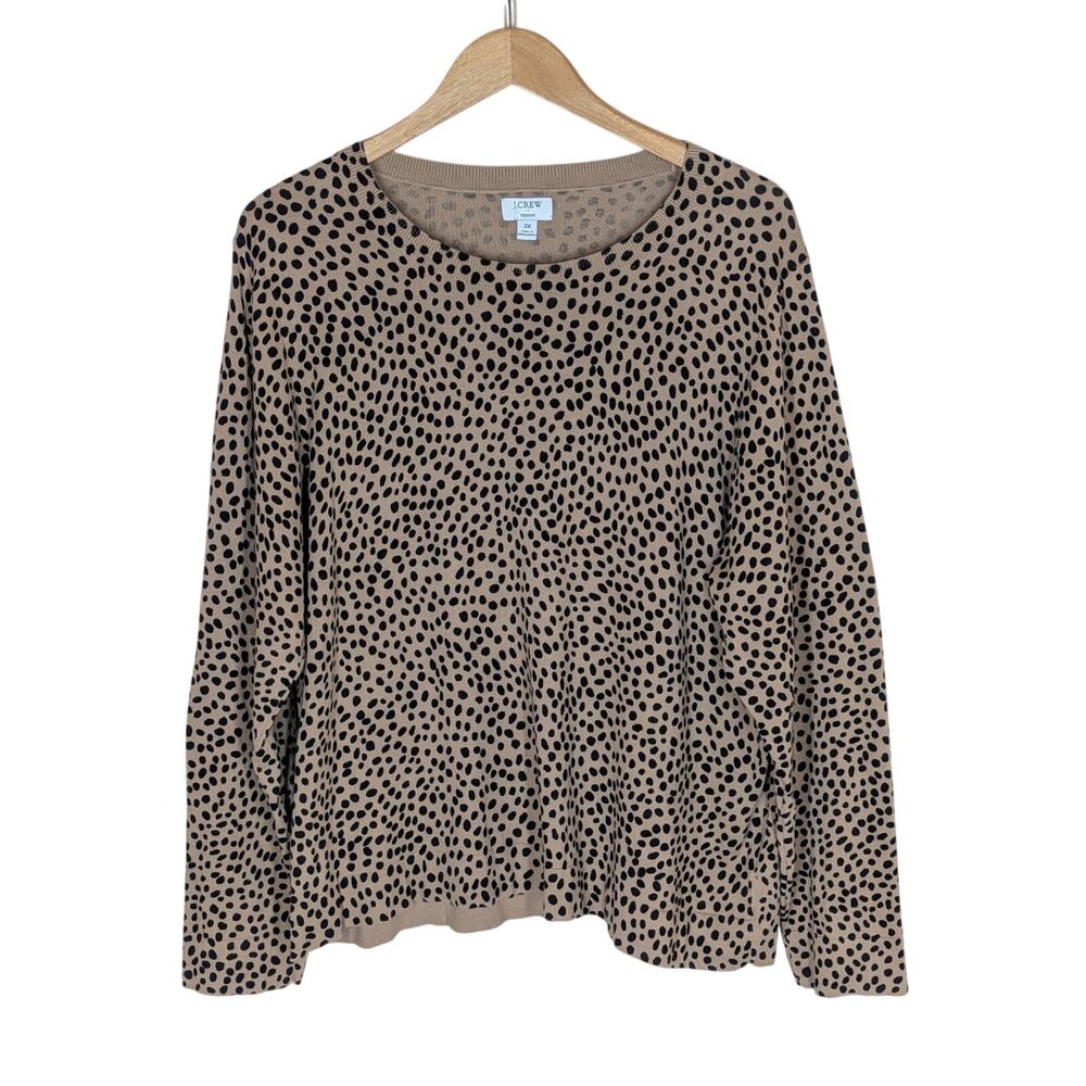 J. Crew Women's 3X Plus Size Pullover Cheetah Print Teddie Sweater Brown/Black